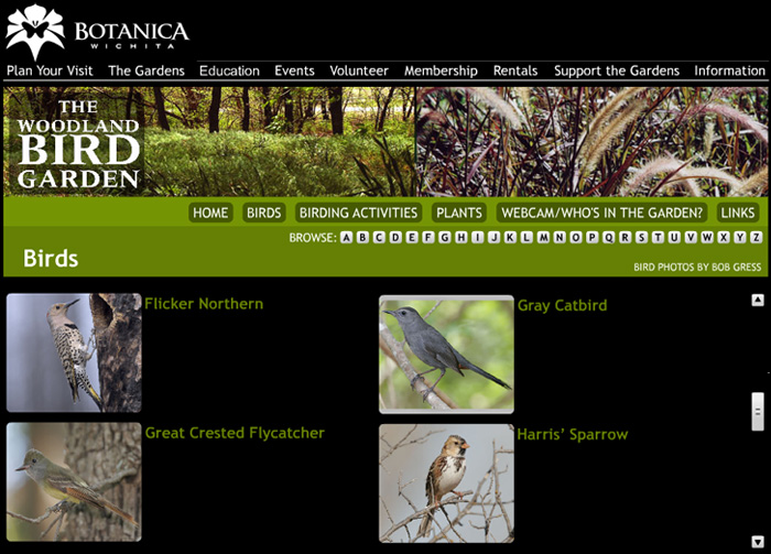 Botanica Wichita - Woodland Bird Garden Page