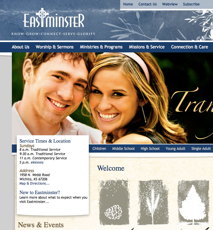 Eastminster Homepage Design