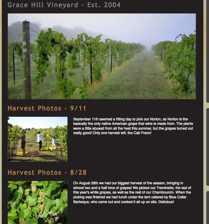 Photo Gallery at Grace Hill Winery © Barrett Morgan Design LLC