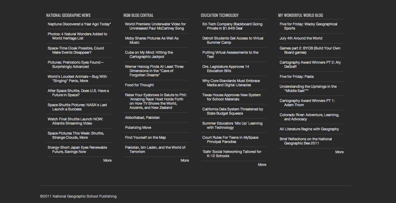 National Geographic Student Publishing Service Web Development