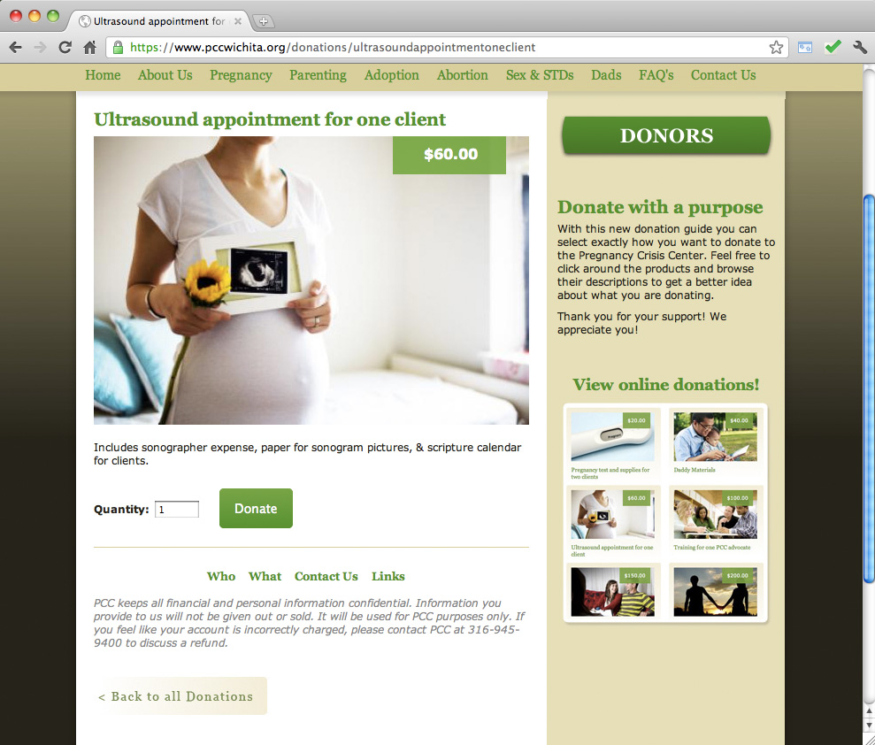 Donate an ultrasound to the Pregnancy Crisis Center