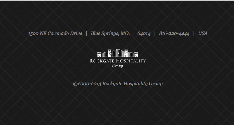 Rockgate Hospitality Groups Website Footer