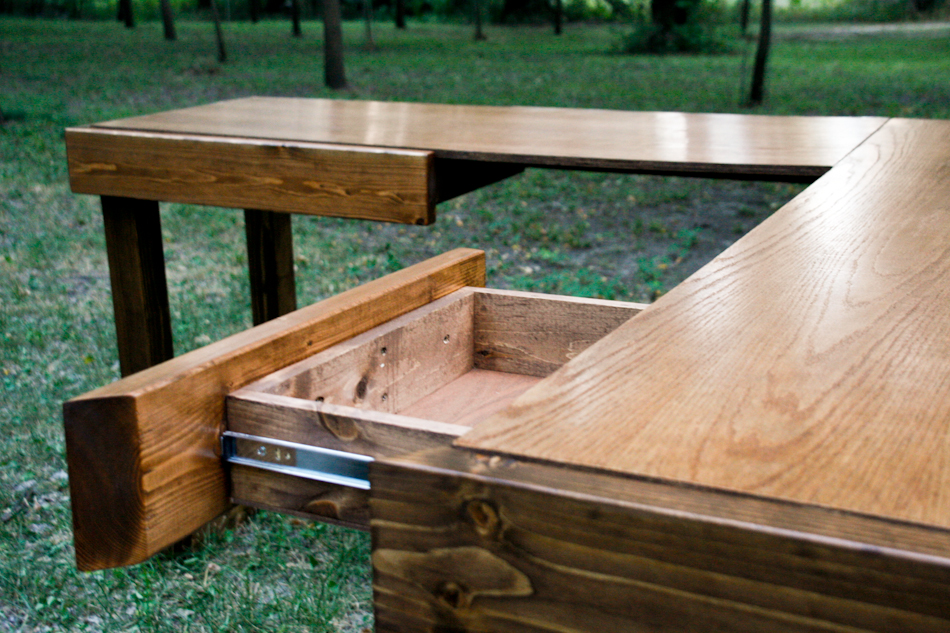 Drawers on a standing desk by Barrett Morgan Design LLC