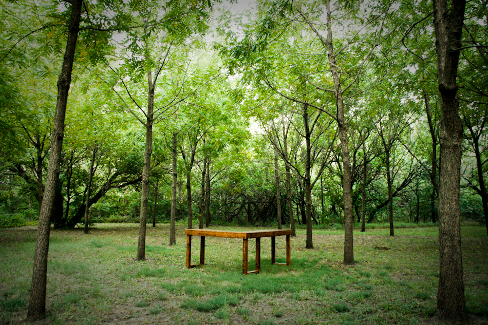 Standing desk out in nature, by Barrett Morgan Design LLC