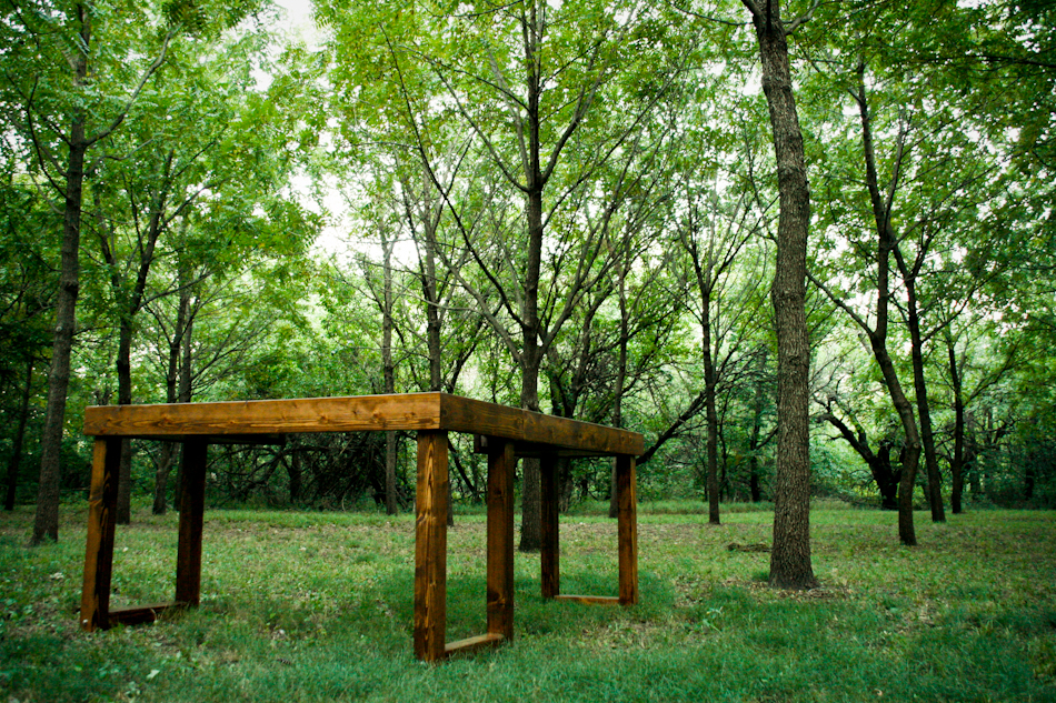 Nature shot of a standing desk by Barrett