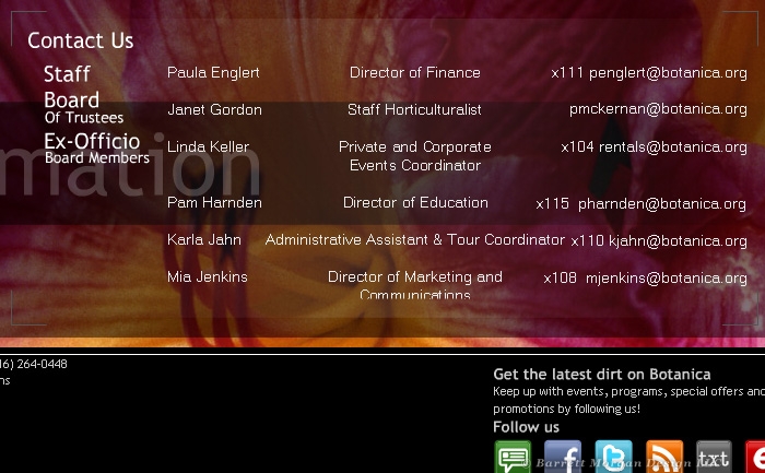 Botanica Wichita Website - Contact Page