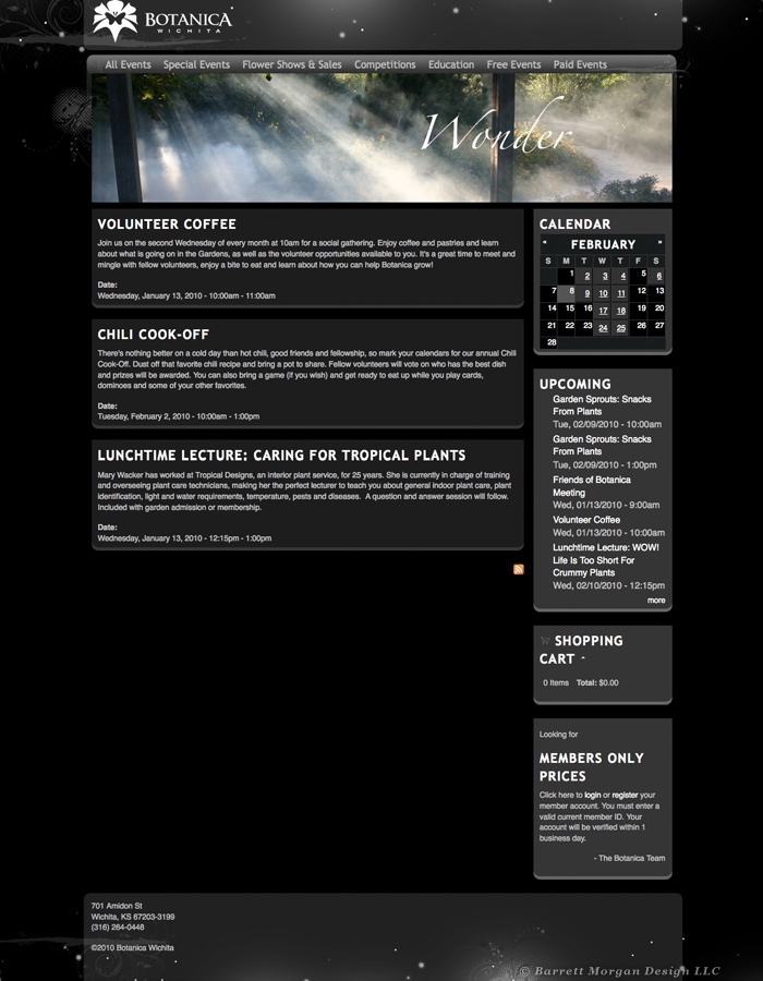 Botanica Wichita Website - Calendar Development Sign-up