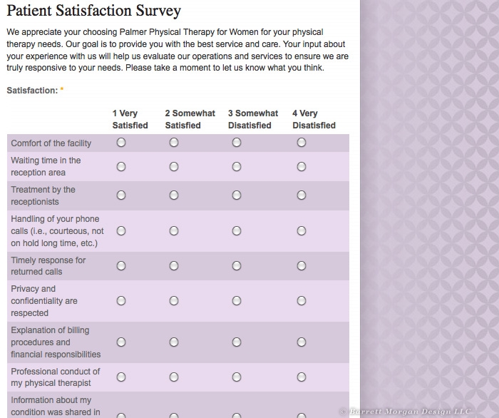 Palmer Physical Therapy Website Design - Patient Survey