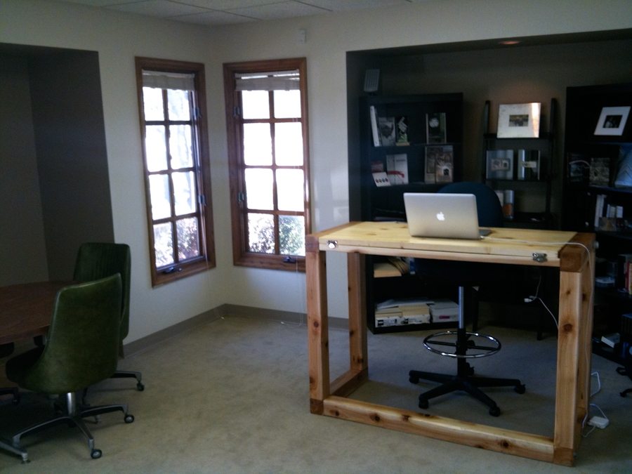 Standing desk in the office at Barrett Morgan Design LLC